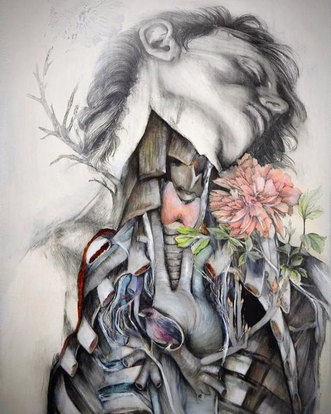 Artist Merges Humans, Flora And Fauna In His Marvelous Anatomical Illustrations Fine Art Sketchbook, Nunzio Paci, Decay Art, Man Vs Nature, Natural Form Art, Growth And Decay, Gcse Art Sketchbook, A Level Art Sketchbook, 3d Figures