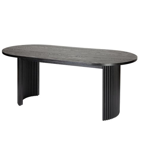 Hokku Designs Duddy 72" Oval Dining Table | Wayfair Wood Oval Dining Table, Oval Kitchen Table, Modern Oval Dining Table, Black Wood Dining Table, Black Dining Table, Simple Dining Table, Round Pedestal Dining, Round Pedestal Dining Table, Black Dining