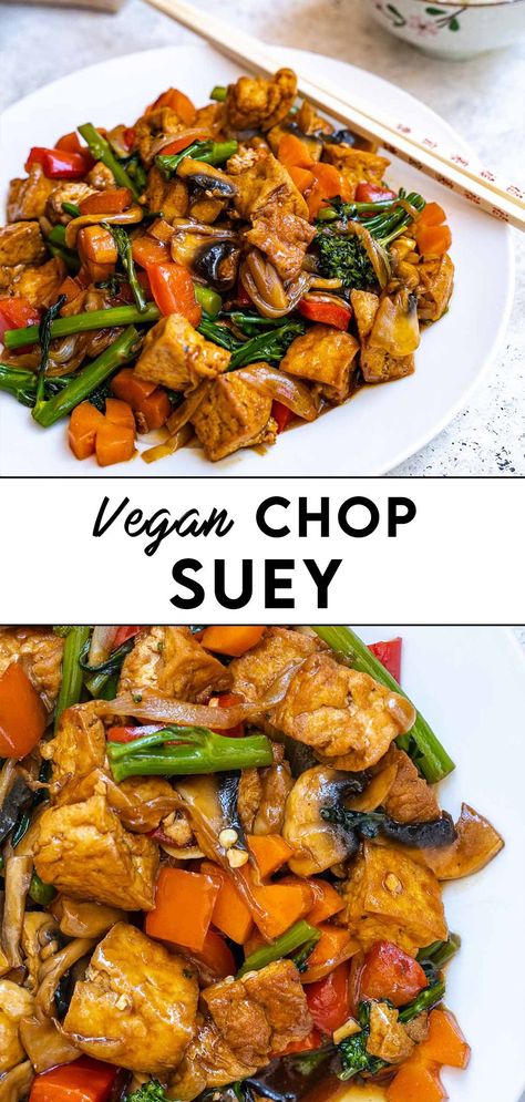 Our #Vegan #Chop #Suey is the perfect meal when you feel like eating something #flavourful, easy to make, and packed full of #veggies. This #American-Chinese stir fry is made with a delicious sauce that will leave you craving for more. Vegan American Chop Suey, Vegan Recipes For One Person, Vegetarian Chop Suey, Vegan Chop Suey, Chinese Food Vegan, Vegan Chinese Food Recipes, Vegan American Food, Seitan Recipes Vegan, Chinese Food Recipes Vegetarian