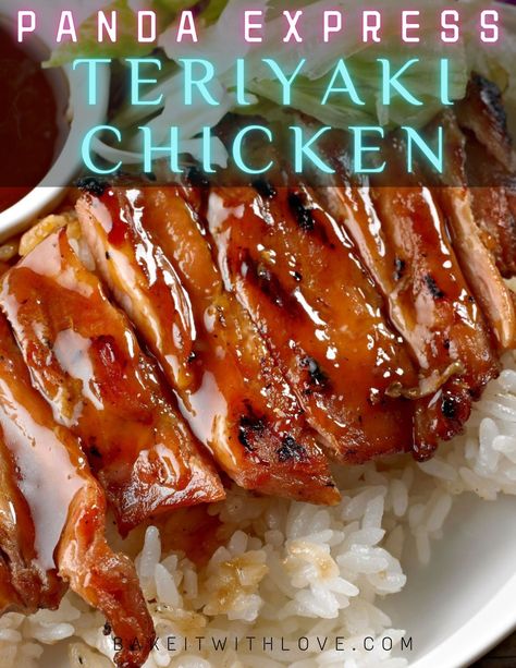 This Panda Express teriyaki chicken copycat recipe is tender, juicy, and loaded with so much flavor that it is even better than the original! The homemade teriyaki sauce is spooned over the chicken for a mouthwatering finishing touch. As an added bonus, it is ready to eat in just 15 minutes so it is even faster than driving to the restaurant! BakeItWithLove.com #bakeitwithlove #pandaexpress #teriyaki #chicken #copycat #chinese #takeout Recipe For Teriyaki Chicken, Panda Express Teriyaki Chicken, Panda Express Recipes, Pollo Teriyaki, Easy Teriyaki Chicken, Chicken Lo Mein, Homemade Chinese Food, Teriyaki Recipe, Chicken Teriyaki Recipe