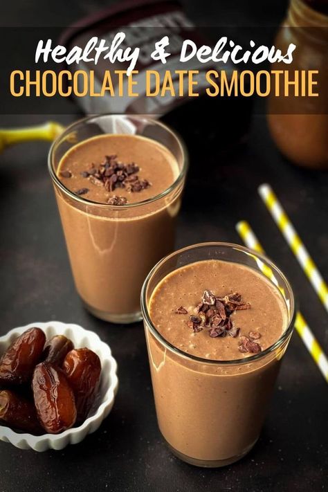 Chocolate Date Smoothie, Ayurveda Healing, Date Smoothie Recipes, Chocolate Avocado Smoothie, Healthy Chocolate Banana, Date Smoothie, Chocolate Banana Smoothie, Almond Smoothie, Food Motivation