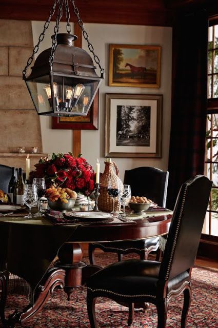 Rustic Dining Room Table Decor, Dining Room Table Decor Ideas, Ralph Lauren Interiors, Rustic Dining Room Table, Equestrian Decor, Dining Room Table Decor, Rustic Dining Room, Diy Interior, Ralph Lauren Home