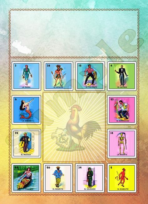 Mexican Loteria, Invite or Flyer Editable JPG  5"X7" Postcard sized Printable  Reg. 5.99 On Sale Now! Loteria Party, Loteria Boards, Diy Kids Kitchen, Mexican Loteria, How To Make Invitations, Tupperware Consultant, Loteria Cards, Black Cards, Flyer Free