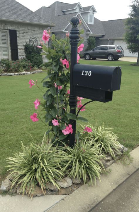 Mailbox Ideas: How To Elevate your Curb Appeal (22 Ways) - The Chic Quota Mailbox Plants, Mailbox Landscape, Mailbox Flowers, Mailbox Garden, Mailbox Makeover, Front Porch Flowers, Mailbox Landscaping, Porch Landscaping, Mailbox Ideas