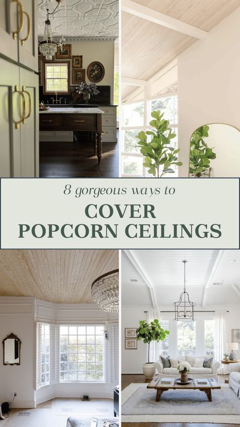 8 Genius Ways to Cover a Popcorn Ceiling Without Removing It - Bless'er House Textured Ceiling Paint, Cover A Popcorn Ceiling, Painting Popcorn Ceiling, Blesser House, Popcorn Ceiling Makeover, Covering Popcorn Ceiling, Ceiling Covering, Removing Popcorn Ceiling, Beadboard Ceiling