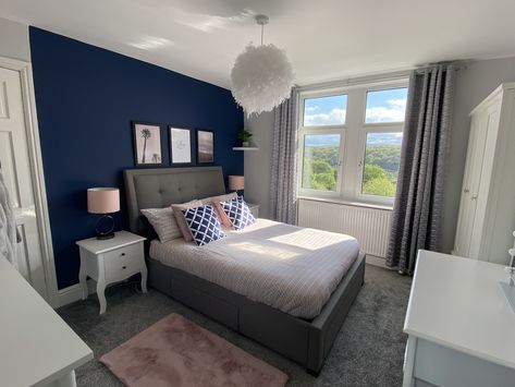 Navy And Dark Grey Bedroom, Dark Blue Grey Bedroom Ideas, Navy Grey And Blush Bedroom, Navy Blue And Blush Bedroom Ideas, Navy And Grey Bedrooms, Navy Blue Grey And Gold Bedroom, Blush Navy Bedroom, Navy Blue And Grey Bedroom Ideas, Grey Navy Bedroom