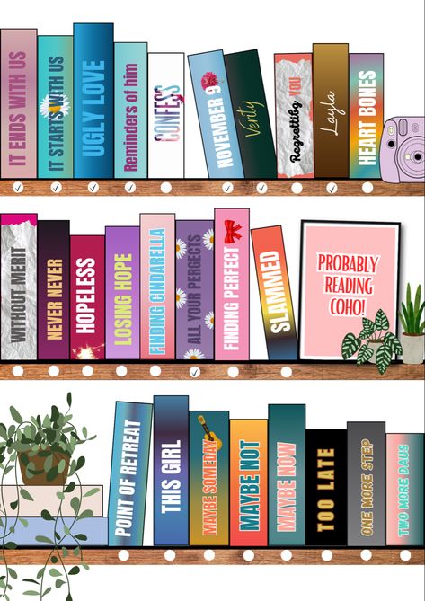 Bookstack Aesthetic, Colleen Hoover Book Checklist, Reading Journal Series Tracker, Book Recommendations Colleen Hoover, Coho Book, Tbr Bookshelf, Reading Challenge Printable, Book Checklist, Reading Checklist