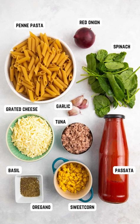 Pasta Bake Tuna, Easy Pasta Recipes Few Ingredients Healthy, Tuna Pasta Bake Easy, Tuna Dinner Ideas Healthy, Pasta Tuna Recipes, Pasta And Tuna Recipes, Tuna Pasta Recipes, Mixed Bean Salad Recipes, Tuna Dinner Recipes