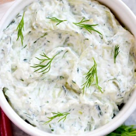 How to Make Tzatziki Dill Yogurt Sauce, Tzatziki Recipe, Cucumber Dip, Tzatziki Sauce Recipe, Tzatziki Recipes, Cucumber Diet, Farmhouse Paintings, Tzatziki Sauce, Yogurt Sauce