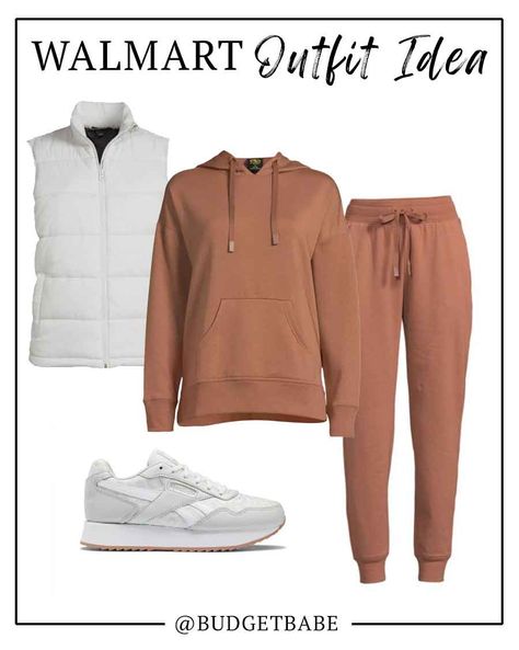 Athleisure Outfits Walmart, Walmart Sweatpants Outfit, Winter Leisure Outfits, Winter Athleisure Outfits 2024, Cold Theme Park Outfit, Casual Walmart Outfits, Walmart Outfit Ideas, Walmart Fall Fashion 2023, Comfy Casual Outfits Lazy Days