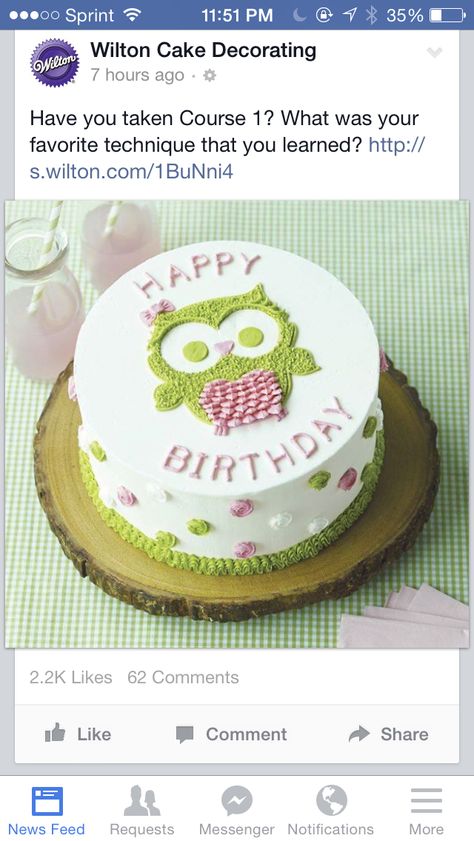 Piped Owl Cake Owl Cakes, Cake Decorating Courses, Girly Cakes, Wilton Cake Decorating, Site Under Construction, Cake Decorating Classes, Homemade Cake, Wilton Cakes, Baking Blog