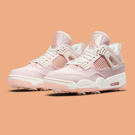 Rosa Jordans, Apricot Agate, Pretty Sneakers, Nike Air Jordan 4, Trendy Shoes Sneakers, Nike Shoes Girls, Jordan Shoes Girls, Preppy Shoes, Pretty Shoes Sneakers