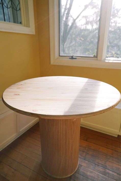 How to make a DIY round kitchen table today - If Only April Round Bar Table Ideas, How To Make A Round Dining Table, Diy Circle Kitchen Table, Making A Round Table, Diy Circular Table, Diy Round Table With Leaf, Diy Round Table With Extension, Diy Round Wood Table, Diy Outdoor Pedestal Table