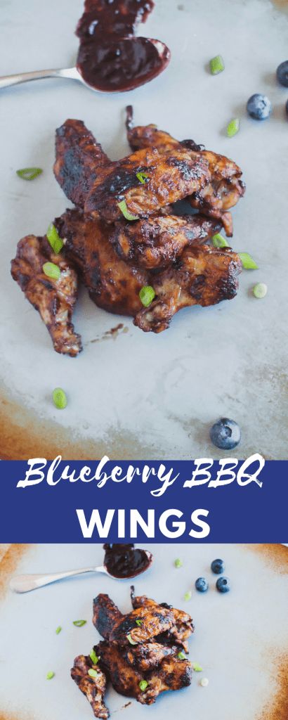 Blueberry BBQ Wings Blueberry Chicken, Waffle Cone Recipe, Wing Sauce Recipes, Baked Wings, Bbq Chicken Wings, Bbq Wings, Blueberry Sauce, Food Appetizers, Bbq Sauce Recipe