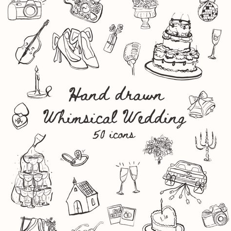 Fun Whimsical Wedding, Wedding Invitation Doodle, Hand Drawn Wedding Invite, Ring Doodle, Wedding Ring Illustration, Wedding Drawings, Wedding Doodles, Doodle Wedding, Hand Drawn Wedding Invitations