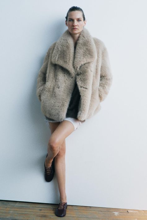 Faux fur hooded coat