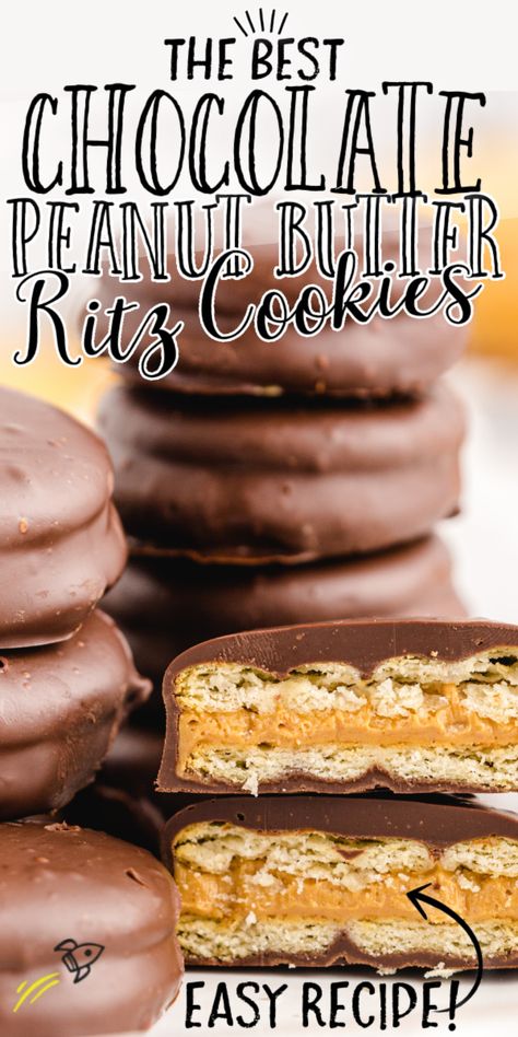 Chocolate Peanut Butter Ritz Cookies Ritz Cookies, Peanut Butter Crackers, Ritz Cracker Recipes, Chocolate Covered Cookies, Butter Crackers, Chocolate Covered Peanuts, Cracker Cookies, Postre Keto, Cookies Easy