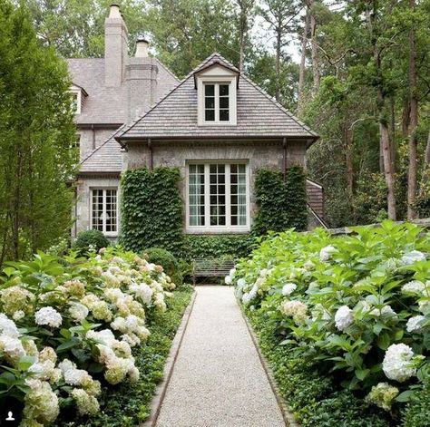 Crushed Limestone, Gravel Walkway, Climbing Vines, White Gardens, Gorgeous Gardens, Garden Cottage, Garden Paths, Dream Garden, Design Layout