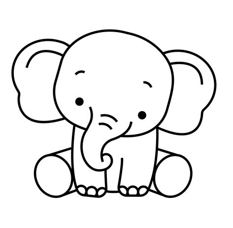 Vinyl Printing Ideas, Clipart Images Black And White, Cute Little Animals Drawings, Cute Black And White Clipart, Elephant Simple Drawing, Easy Elephant Drawing Simple, Elephant Drawing Simple, Simple Elephant Drawing, Simple Animal Coloring Pages