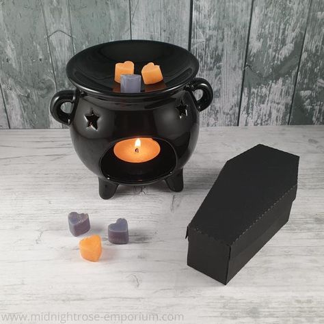 Diy Wax Melts, Black Cauldron, Harry Potter Room Decor, Ceramic Oil Burner, Coffin Box, Midnight Rose, Diy Wax, The Black Cauldron, Diy Crafts For Adults