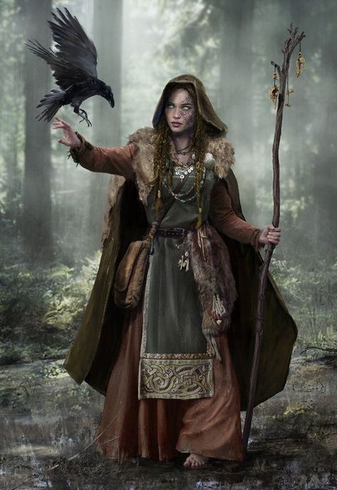 Viking Witch Art, Bog Witch Character Design, Wood Witch Costume, Medieval Witch Outfit, Pagan Witch Costume, Hag Costume, Ren Faire Witch, Hag Witch, Bg3 Character