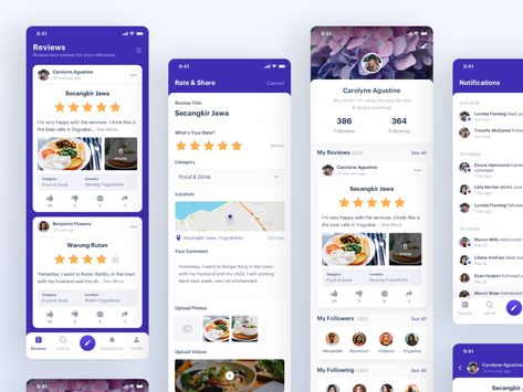 Hi guys,  Last month I worked on an application for rating and review. This is an app that lets you rate and review anything.  What do you think? Please let me know on the comment section!  -------... App Review Design, Review Ui, Application Ui Design, Ui Design Mobile, Review Post, Ui Ux 디자인, Apps Design, Mobile App Design Inspiration, Only Photo