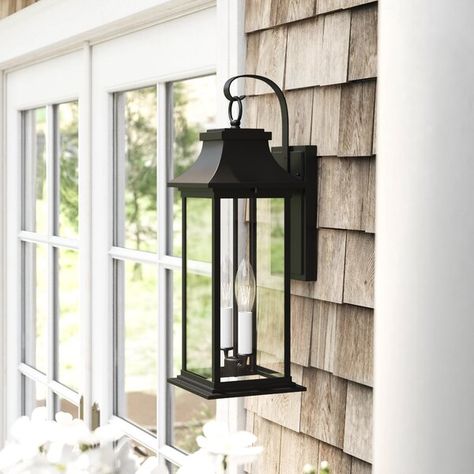 Lark Manor Sona Aluminum Wall Light & Reviews | Wayfair Front Porch Lighting, Exterior Light Fixtures, Outdoor Light Fixtures, Outdoor Wall Lantern, Porch Lighting, Wall Lantern, Wall Light Fixtures, Outdoor Wall Lights, Exterior Lighting