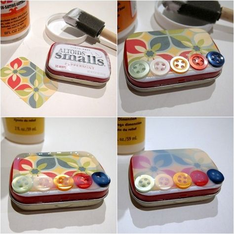 Altoid Tin Crafts, Tin Crafts, Altoid Tin, Altoids Tins, Mod Podge Crafts, Altered Tins, Mint Tins, Decoupage Diy, Vbs Crafts