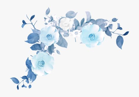 Blue Flower Png, Flower Border Png, Blue Flower Arrangements, Blue Flowers Background, Free Watercolor Flowers, Blue Flowers Bouquet, Blue Flower Art, Watercolor Border, Dark Blue Flowers