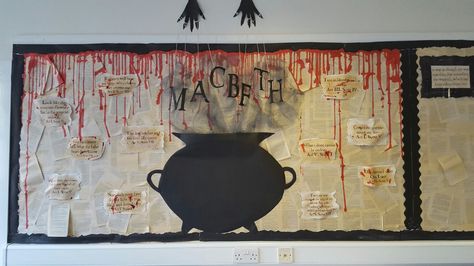 Macbeth display  || Ideas and inspiration for teaching GCSE English || www.gcse.english.com || Macbeth Display, Classroom Displays Secondary, English Classroom Displays, Macbeth Lessons, English Classroom Decor, Teaching Shakespeare, Class Displays, Secondary English, Classroom Board