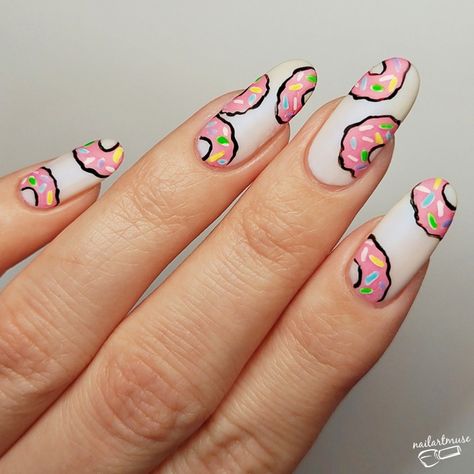 Pastel Matte Donut Freehand Nail Art 🍩 Donut Nails Design, Donut Nail Art, Doughnut Nails, Donut Nails, Freehand Nail Art, Donut Birthday, Fall Nail Trends, Autumn Magic, Festival Nails