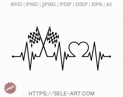 Free Heartbeat Racing SVG - Racing Cricut Ideas, Racing Graphic Design, Racing Svg Files Free, Heartbeat Svg Free, Race Mom Svg, Cricut Pins, Cycle Stickers, Fast Heartbeat, Racing Svg