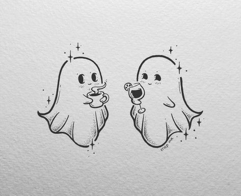 Ghost Simple Tattoo, Mini Ghost Tattoo Matching, Ghost Best Friend Tattoos, Witchy Matching Tattoos, Ghost Matching Tattoos, Spooky Best Friend Tattoos, Ghost Flash Tattoo, Witchy Tattoo Flash, Matching Ghost Tattoos