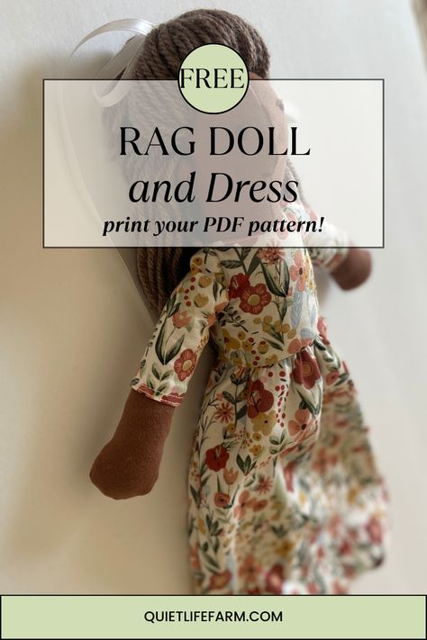 FREE PDF Sewing Pattern Rag Doll with Easy Tutorial - Quiet Life Farm Tela, How To Make A Rag Doll Step By Step, Simple Rag Doll Pattern Free, Diy Rag Dolls Easy, Ragdoll Patterns Free, Simple Doll Pattern, Rag Doll Pattern Free Printable, Rag Doll Pattern Free, Rabbit Knitting Pattern Free