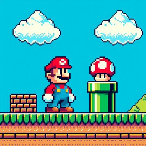 Mario Day, Super Mario Bros Games, Mario Yoshi, Super Mario Games, Piskel Art, Mario Games, Nintendo Characters, Super Mario Art, Pixel Art Games