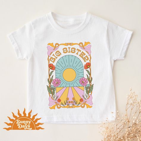 Hippie Big Sister Announcement T-Shirt, Big Sis Pregnancy Announcement Top 2024, Promoted to Big Sister Tee, Psychedelic Big Sister Gift Sister Announcement, Big Sister Announcement, Big Sister T Shirt, Promoted To Big Sister, Big Sister Gifts, New Sibling, Sister Tshirts, Big Sister Shirt, Big Sis