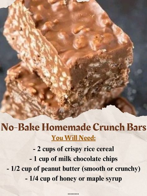 Homemade Crunch Bars, Crunch Bars Recipe, Crunch Bars, Peanut Butter Crunch, Crunch Bar, Crispy Rice, Chocolate Crunch, Rice Cereal, Grandmas Recipes