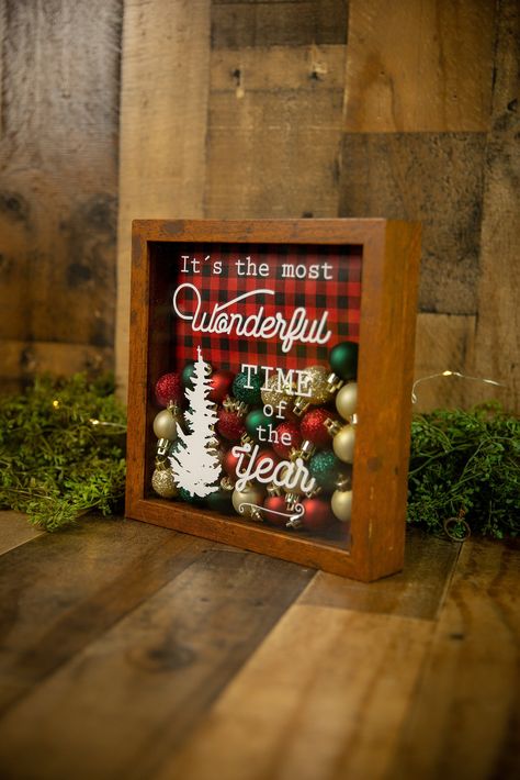 "Let it snow ~ This beautiful Christmas shadow box will be a great addition to your holiday home décor. Perfect for a fireplace mantle, wall or other surface in your home. This white shadow box is filled with mini ornaments and and a snowy background . Front of the glass says \"let it snow\" Give a personalized gift that will last a lifetime! This is perfect for baby showers, gender reveals, home decor, birthday, anniversaries, holidays or special occasions. If the Rush Order Fee is not applied on check-out, we will be shipping the order out as per our delivery policy ORDER PICK-UPS:  Please message us for a coupon to waive shipping. We are located in Deerfield Beach, Florida." Shadow Box Christmas, Decor Christmas Home, Christmas Shadow Boxes, Mini Ornaments, Craft Show Ideas, Christmas Decorations For The Home, Christmas Home Decor, Wonderful Time Of The Year, Wife Gift