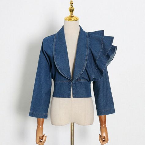 Product Description * Item:Women coat * Condition: 100% Brand New * Color: Blue * Size:M,L * Package:1pc coat  Please note: 1.Please allow a little error due to manual measurement. 2.The color maybe a little difference because of the light,screen reflection etc. 3.If you are not sure what size to choose, you can tell us your height and weight, we will recommend the right size for you. Payment We accept PayPal only. Shipping 1. We ship to your PAYPAL ADDRESS by default. Please make sure your it i Patchwork, Ruffled Tunic, Denim Coat Jacket, Denim Blouse, Ruffle Shirt, Denim Jacket Women, Tunic Shirt, Colored Denim, Mode Outfits