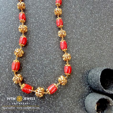 Coral Necklace Designs In Gold, Pearl Coral Necklace Indian, Coral Designs Jewellery, Coral Sets In Gold, Coral Beads Necklace Indian Gold, Coral Gold Necklace, Coral Gold Jewellery, Coral Chains Gold Indian, Corals And Pearls Jewellery