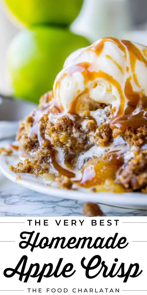 Apple Crisp With Oats, Apple Crisp No Oats, Apple Crisp With Oatmeal, Homemade Apple Crisp, Best Apple Crisp Recipe, Caramel Apple Crisp, Best Apple Crisp, The Food Charlatan, Homemade Caramel Sauce