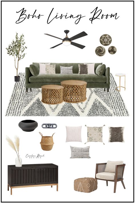 Boho Style Living Room, Green Couch Living Room, Green Sofa Living, Green Sofa Living Room, Boho Style Living, Velvet Sofa Living Room, Muebles Living, Boho Living Room Decor, Style Living Room