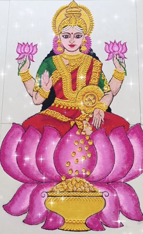 Lakshmi Ma Rangoli, Lakshmi Mata Rangoli Design, Lakshmiji Rangoli Design, Laxmi Maa Rangoli, Laxmi Pujan Rangoli Design Simple Latest, Laxmiji Rangoli Designs, Vaghbaras Rangoli, Laxmi Mata Rangoli Designs, Laxmi Ji Rangoli Designs