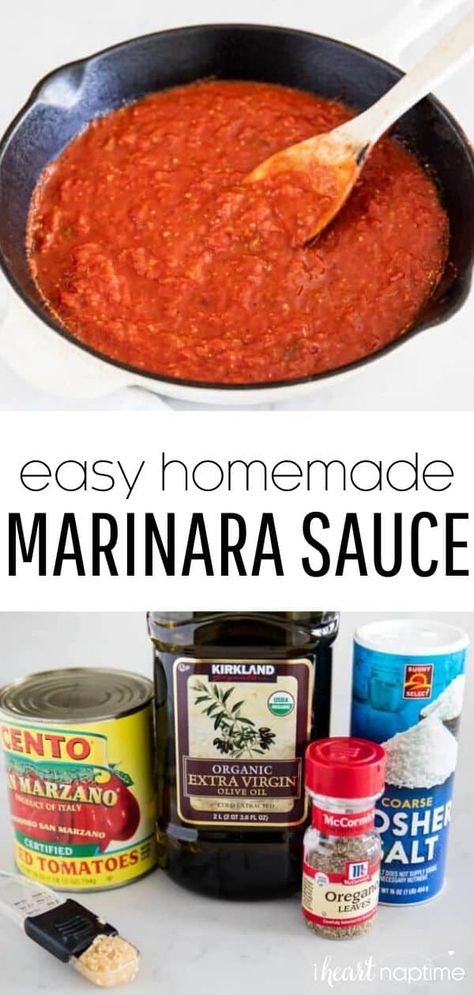 Easy Homemade Marinara Sauce, Marina Sauce, Easy Marinara Sauce, Homemade Marinara Sauce, Marinara Sauce Recipe, Homemade Sauce Recipes, Canned Tomatoes, Marinara Sauce Homemade, Italian Sauce