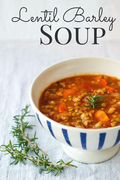 Lentil Barley Soup, Barley Lentil Soup, Potato Zucchini, Barley Recipe, Soup Vegan, Barley Soup, Vegan Soups, Lentil Recipes, Stew Recipe