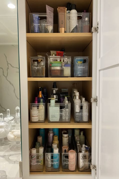 Bathroom Organization Cupboard, Bathroom Cabinet Organization Shelves, Realistic Bathroom Organization, Self Care Cabinet, Organizer Bathroom Cabinet, Cabinet Bathroom Organization, Organised Bathroom Cupboard, Makeup Organization Cabinet, Apartment Bathroom Closet Organization