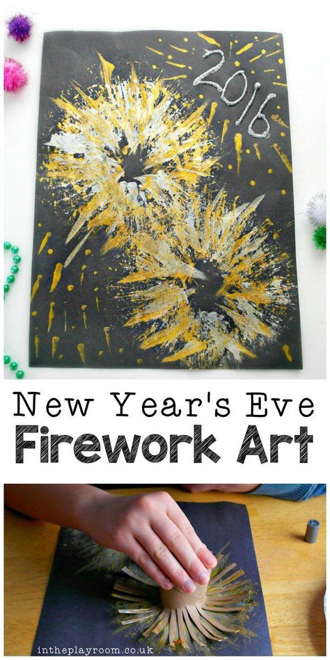 New Years Art Projects, New Years Art, New Year's Eve Crafts, Kids New Years Eve, New Year's Eve Activities, Fireworks Craft, New Years Eve Fireworks, Fireworks Art, January Crafts