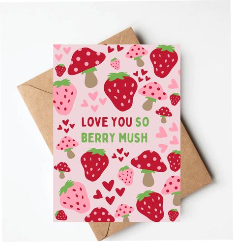 Diy Friend Valentines Cards, Diy Cards Valentine's Day, Cute Valentine's Day Cards, Mushroom Valentines Day Card, Greeting Cards Valentines Day, Valentine’s Day Card For Mom, Valentines For Best Friend, Valentines Cards Homemade, Valentines Cards Friends