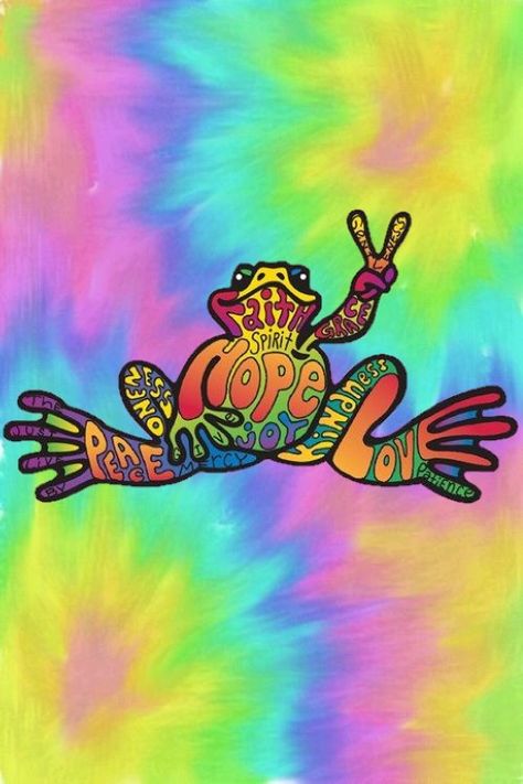 peace, tye dye, frogs Tye Dye Wallpaper, Hippie Drawing, Dye Wallpaper, Grateful Deadhead, Rainbow Stuff, Tie Dye Wallpaper, Peace Frog, Peace Fingers, Acid Art