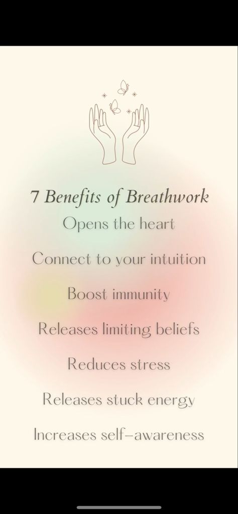 A pink and gold colored info graphic that lists 7 benefits of breathwork. Helping Women, Breathing Techniques, Relaxation Techniques, Breathing Exercises, Just Breathe, Yoga Teacher Training, Limiting Beliefs, Work Quotes, Healing Journey